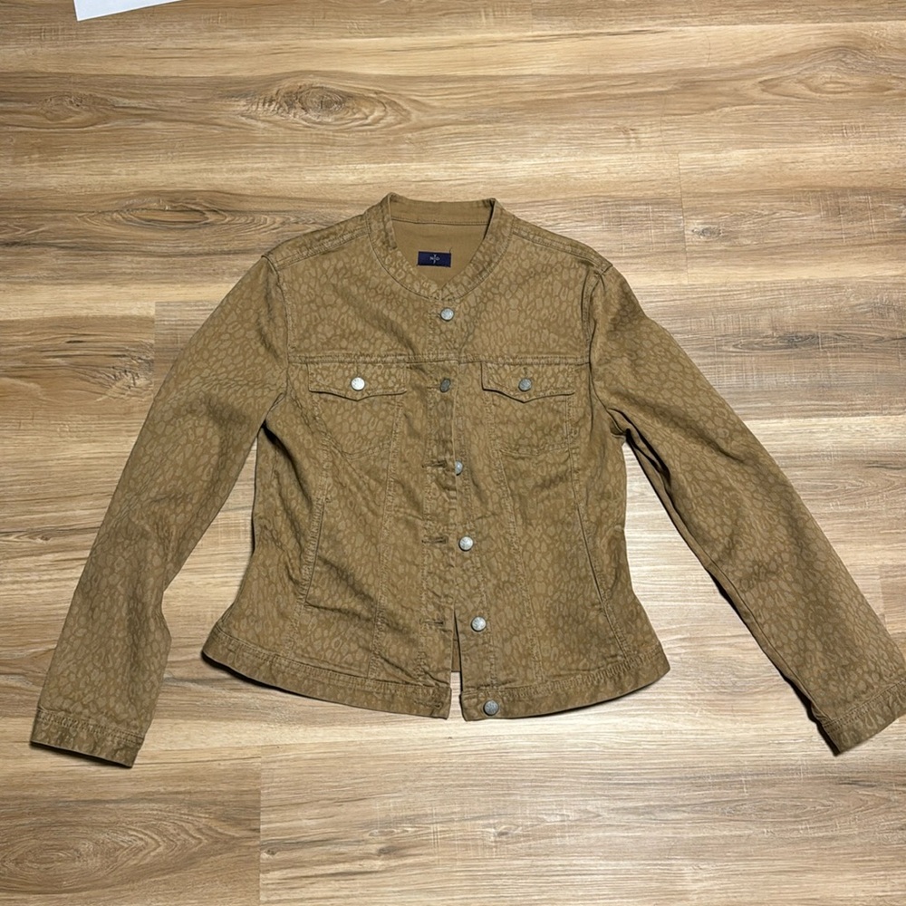 NYDJ Camel Denim Animal Print Jacket Button Down
